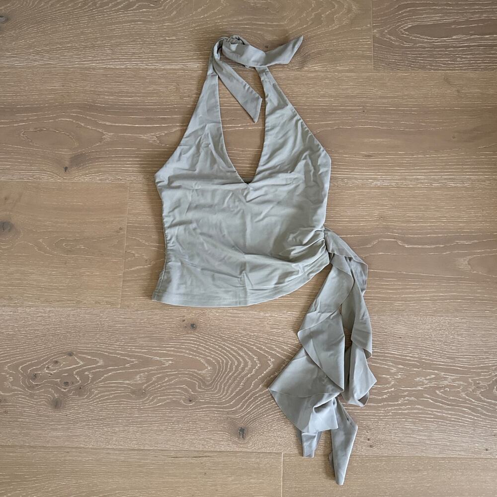 White Fox Halter Top Sunset Soiree Size S Gray Beige